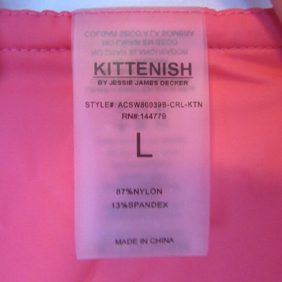 NEW Kittenish Coral Pink Bikini Swim Set Large Padded Tie Cheeky Adjustable - Picture 6 of 6